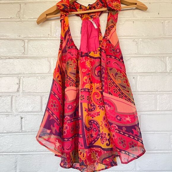 Free People Strawberry Halter Vibrant Paisley Top - Picture 1 of 4